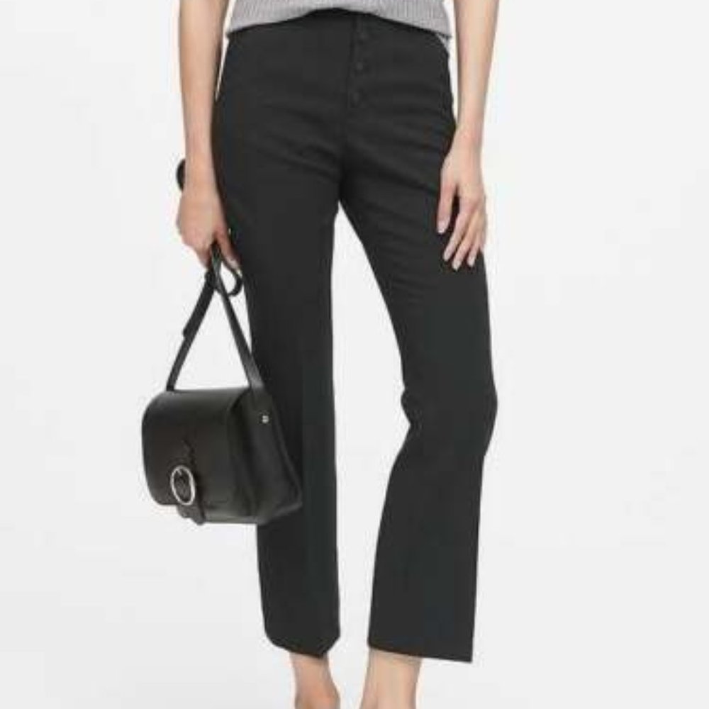 Banana Republic Black High Rise Crop Button Fly Pant